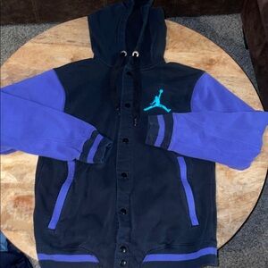 Jordan Black and Purple Hooded Bomber Jacket